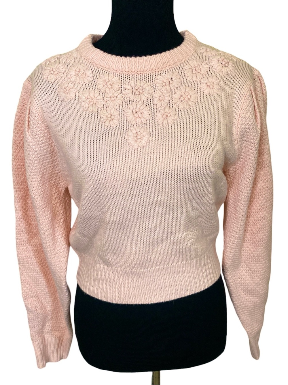 Lulu's Blush Pink Floral Embroidered Pull Over Crewneck Sweater